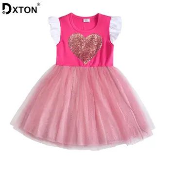 Dxton Novi 2019 srce tiskanih djevojka prerušiti блесток djeca haljina za djevojčice ljeto Jednorog Dječje odijevanje haljina princeze jednoroga SH4542